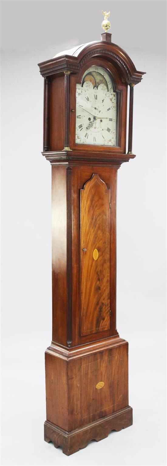 Rob Fulford, Plymouth Dock. An early 19th century inlaid mahogany eight day longcase clock, 7ft 7in.